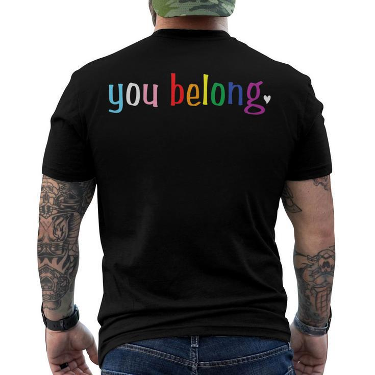 Gay Pride With Lgbt Support And Respect You Belong Men's Back Print T-shirt