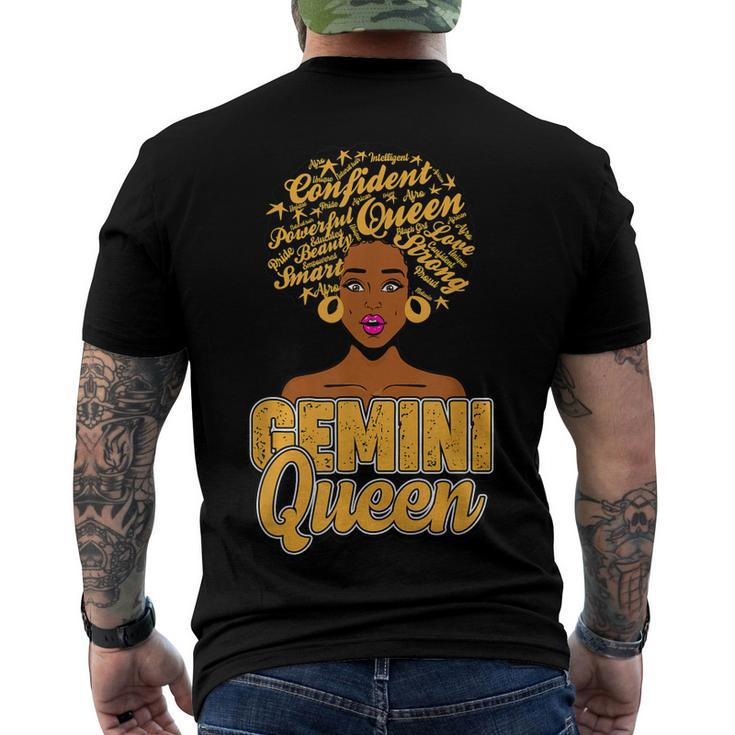 Gemini Zodiac Black African Afro Queen May June Birthday Men's T-shirt Back Print