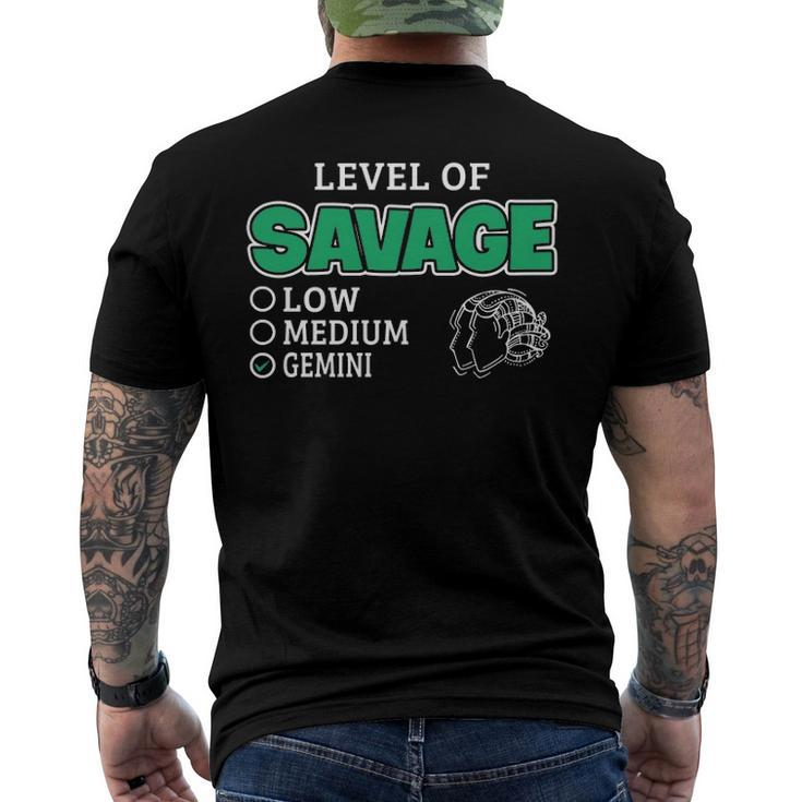 Gemini Zodiac Sign Level Of Savage Quote Men's Back Print T-shirt