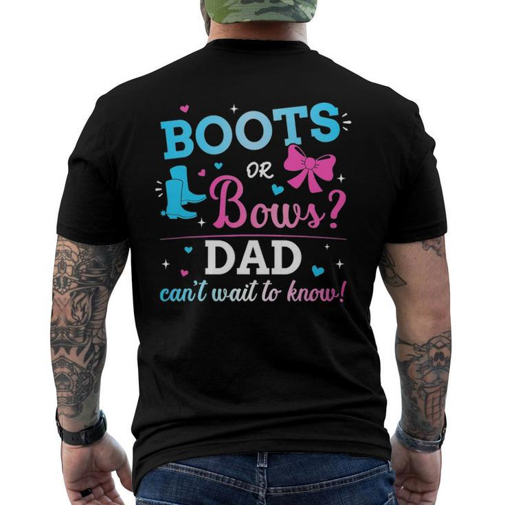 Mens Gender Reveal Boots Or Bows Dad Matching Baby Party Men's Back Print T-shirt