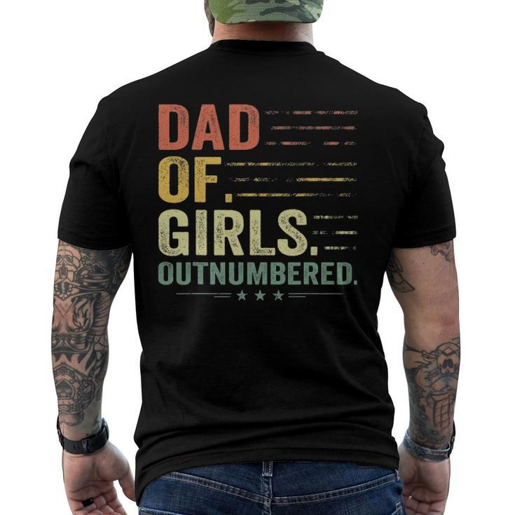 Girl Dad Outnumbered Men Fathers Day Father Of Girls Vintage Men's Back Print T-shirt