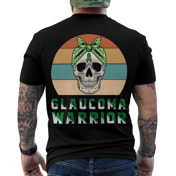 Glaucoma Warrior  Skull Women Vintage  Green Ribbon  Glaucoma  Glaucoma Awareness V2 Men's Crewneck Short Sleeve Back Print T-shirt