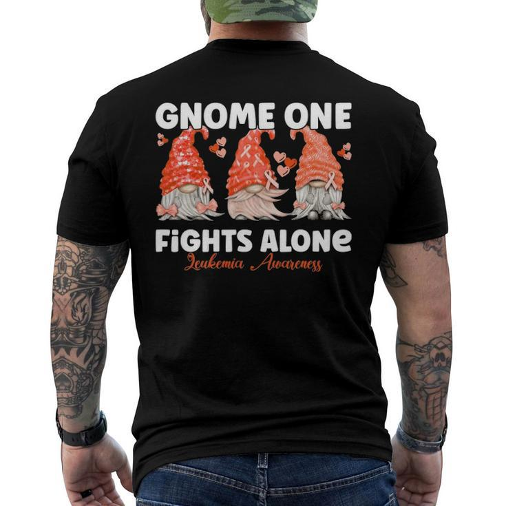 Gnome One Fights Alone Orange Leukemia Awareness Men's Back Print T-shirt