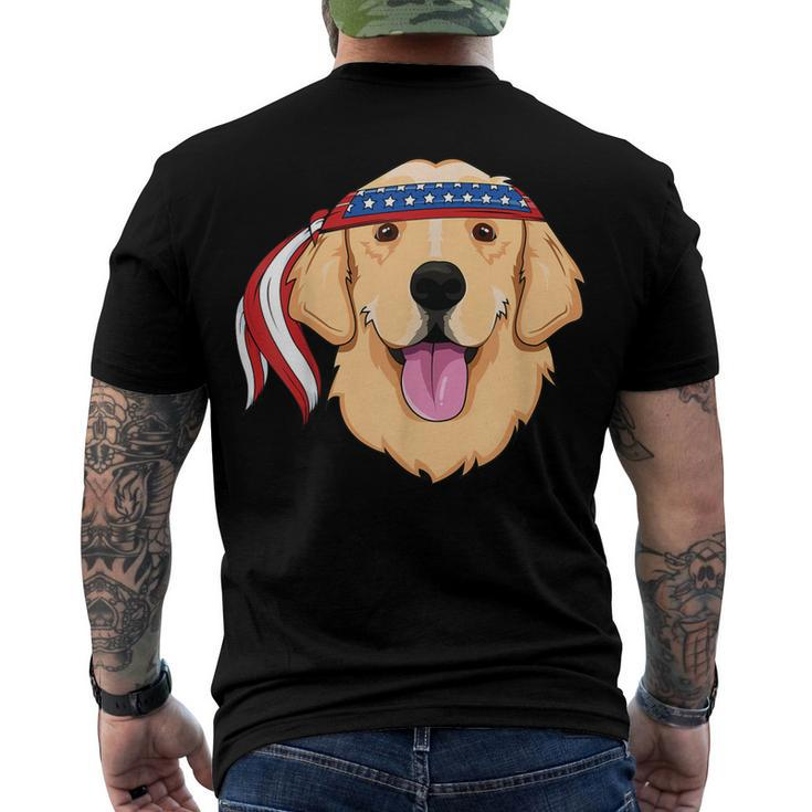 Golden Retriever 4Th Of July Family Dog Patriotic American Men's T-shirt Back Print