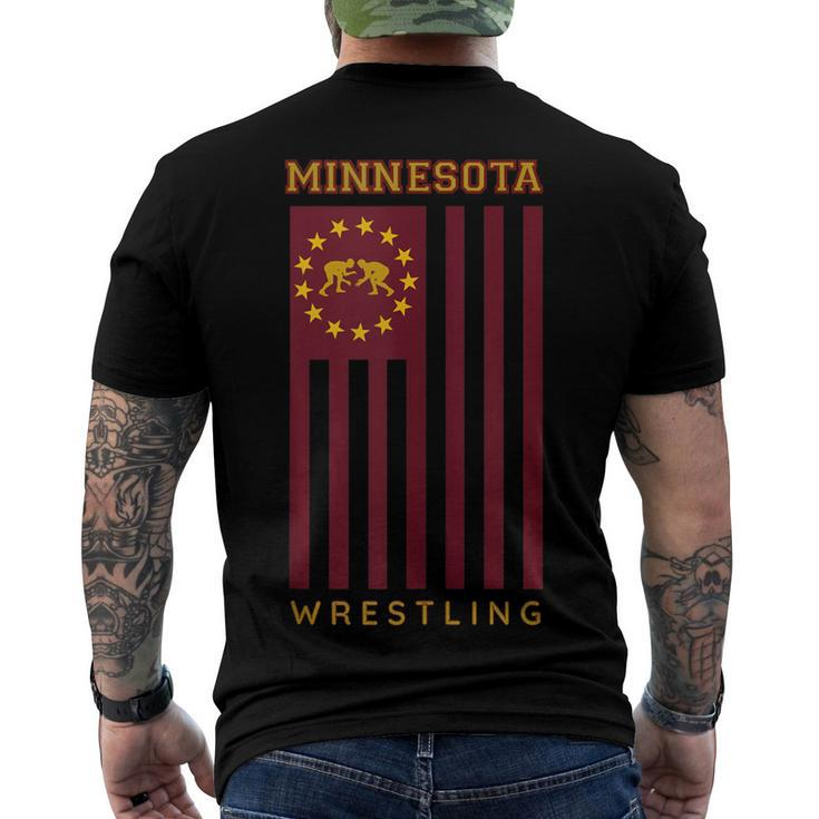 Gopher State Usa Flag Freestyle Wrestler Minnesota Wrestling Men's T-shirt Back Print