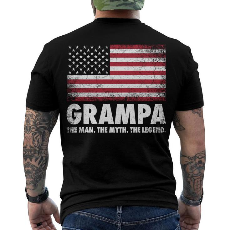 Grampa The Man Myth Legend Fathers Day 4Th Of July Grandpa Men's T-shirt Back Print