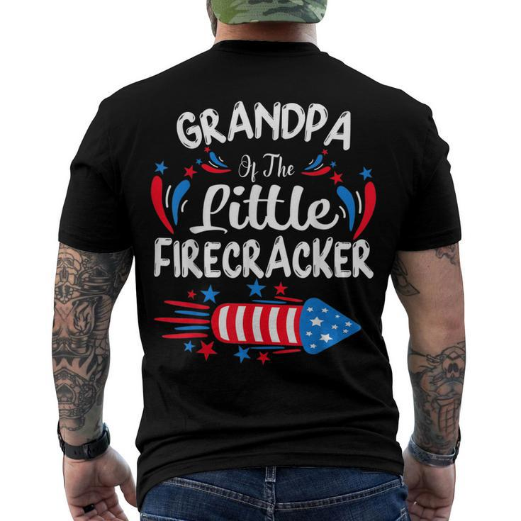 Grandpa Of The Little Firecracker 4Th Of July Birthday Party Men's T-shirt Back Print