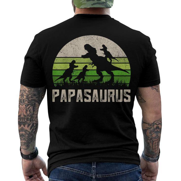 Mens Grandpa Papasaurus Dinosaur 3 Kids Fathers Day Men's T-shirt Back Print