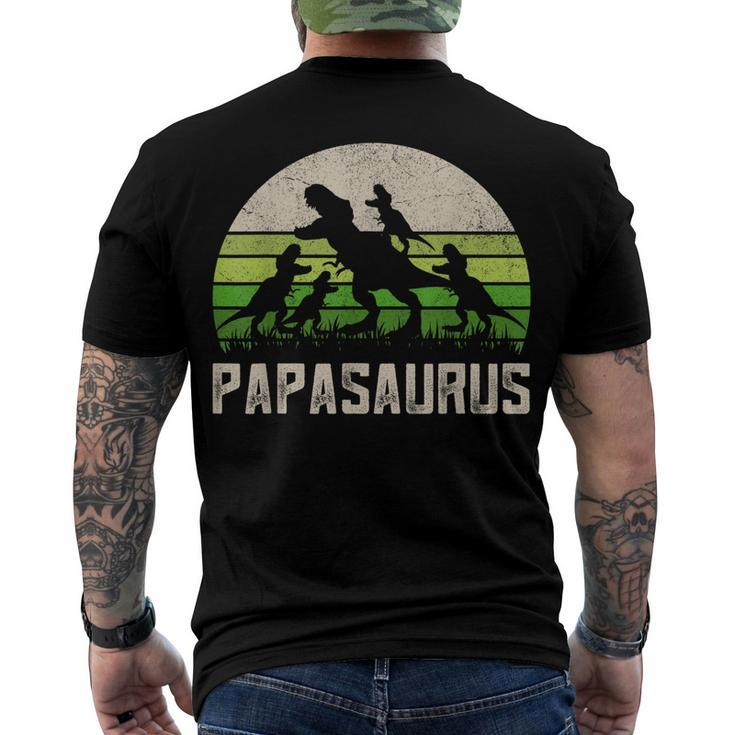 Mens Grandpa Papasaurus Dinosaur 4 Kids Fathers Day Men's T-shirt Back Print