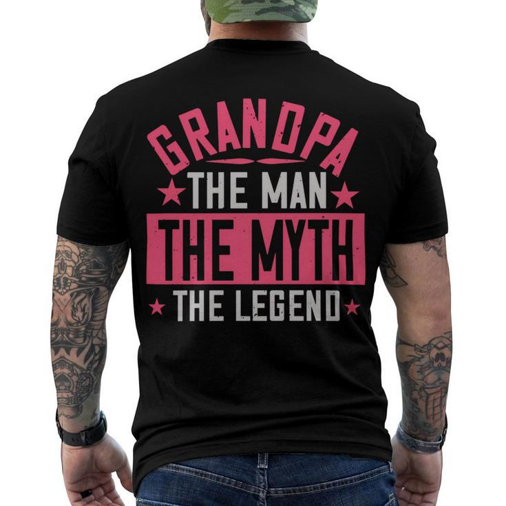 Grandpa The Man Themyth The Legend Papa T-Shirt Fathers Day Gift Men's Crewneck Short Sleeve Back Print T-shirt