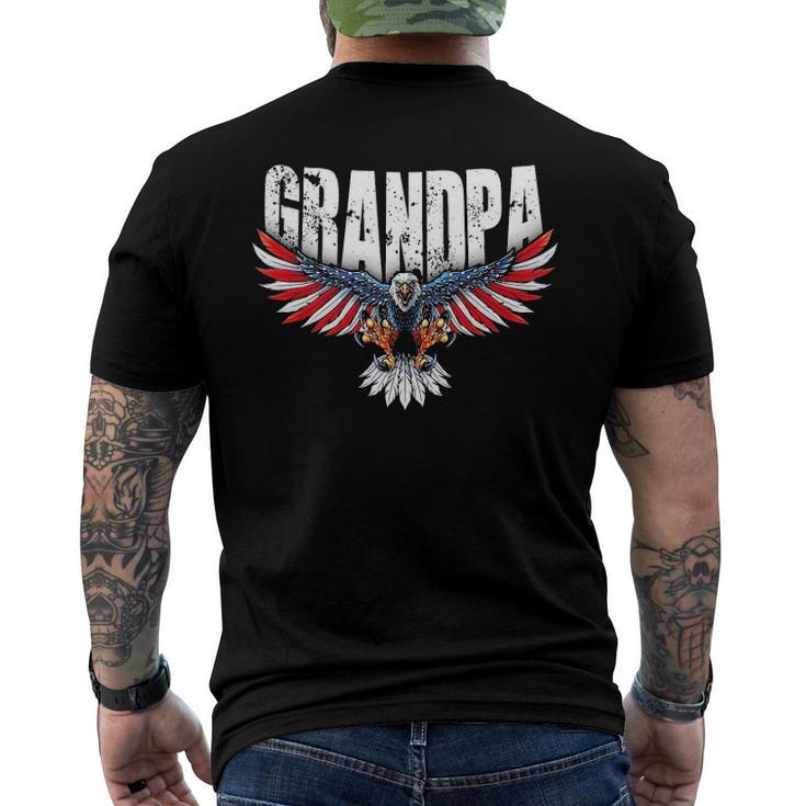 Mens Grandpa Vintage Usa Flag Bald Eagle Patriotic 4Th Of July Men's Back Print T-shirt