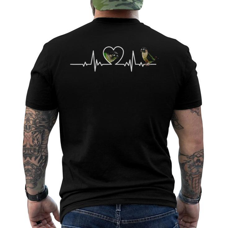 Green Cheek Conure Heartbeat Parakeet Parrot Lover Apparel Men's Back Print T-shirt