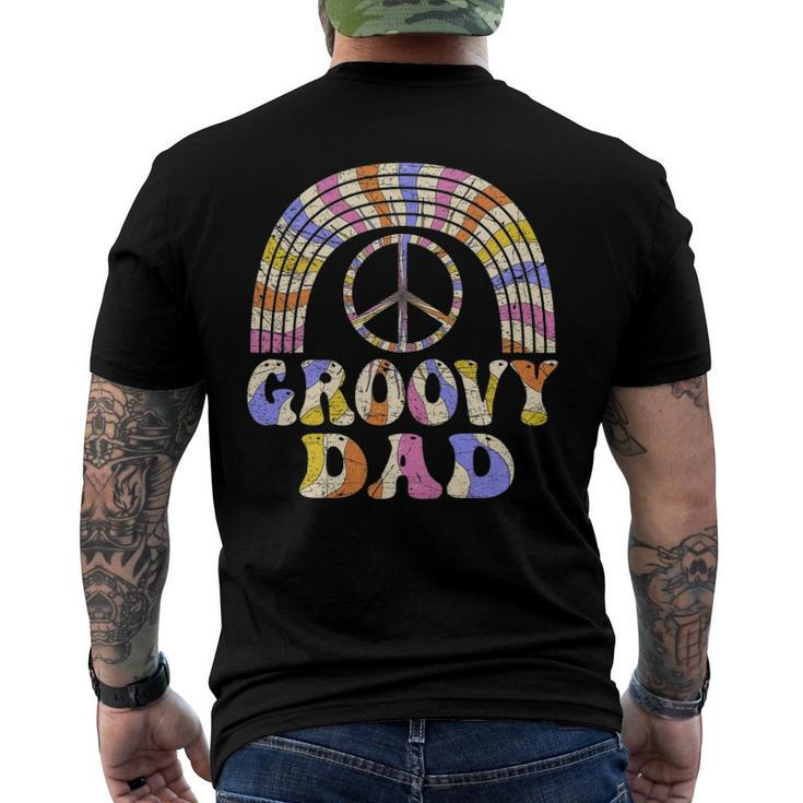 Mens Groovy Dad 70S Aesthetic Nostalgia 1970S Retro Dad Hippie Men's Back Print T-shirt
