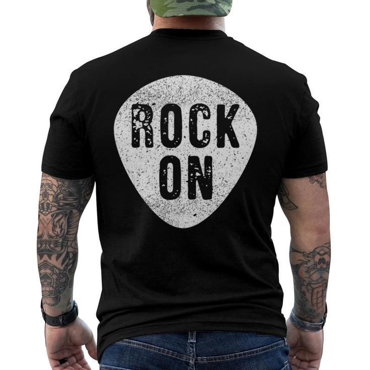 Guitarist Guitar Pick Rock On Music Band Men's Back Print T-shirt
