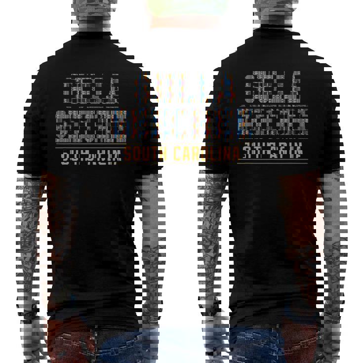 Gulla Geechee Culture South Carolina African Kente Pattern Men's Back Print T-shirt