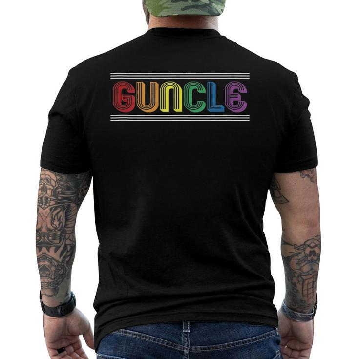 Mens Guncle Gay Uncle Lgbt Pride Flag Men's Back Print T-shirt