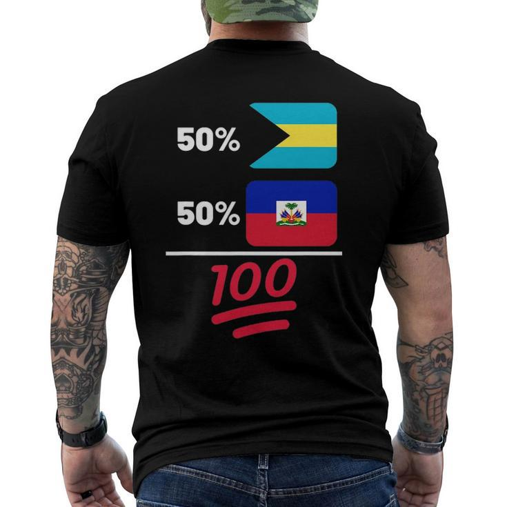 Haitian Plus Bahamian Mix Flag Heritage Men's Back Print T-shirt