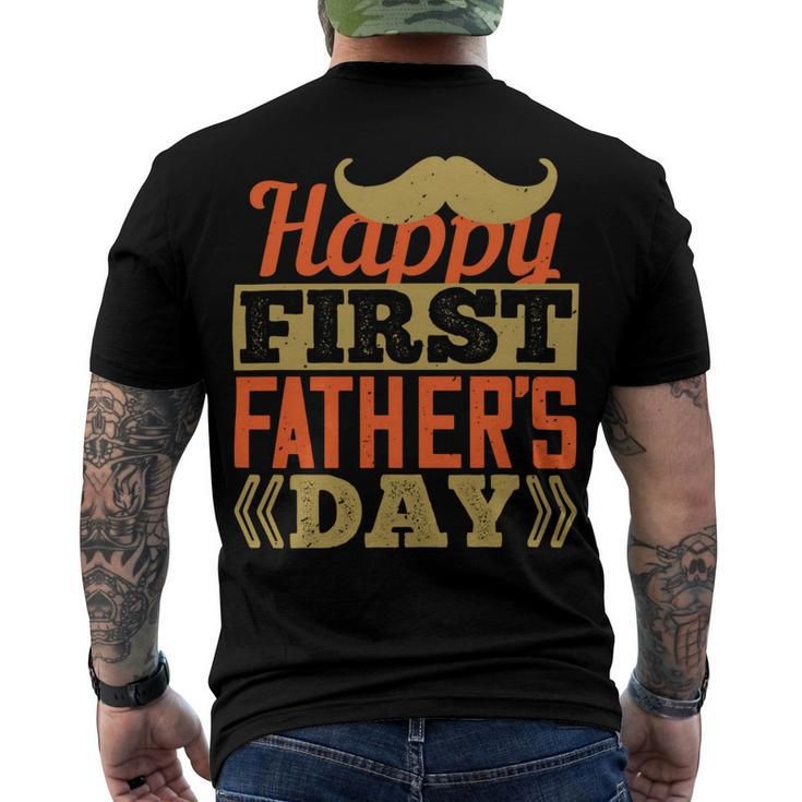 Happy First Fathers Day Dad T-Shirt Men's Crewneck Short Sleeve Back Print T-shirt