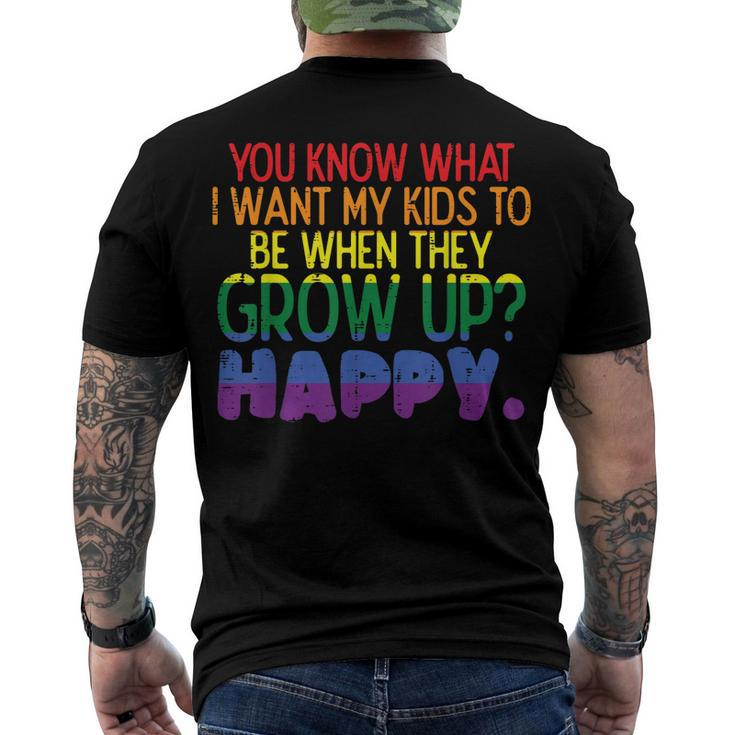 Happy Kids When Grow Up Parent Gay Pride Ally Lgbtq Month Men's T-shirt Back Print