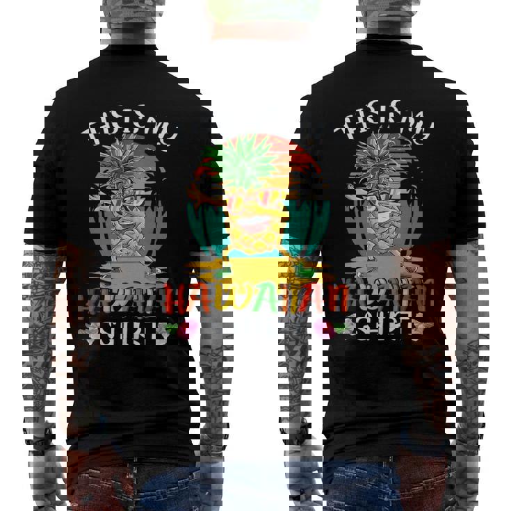 This Is My Hawaiian Vintage Dabbing Pineapple Glasses Summer Men's Back Print T-shirt
