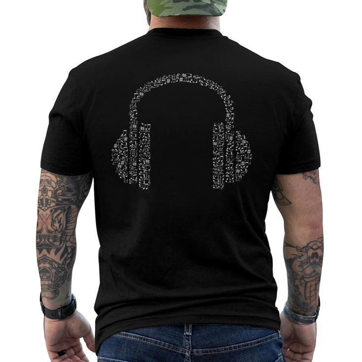 Headphones Made Of Musical Notes Audiophile Men's Back Print T-shirt
