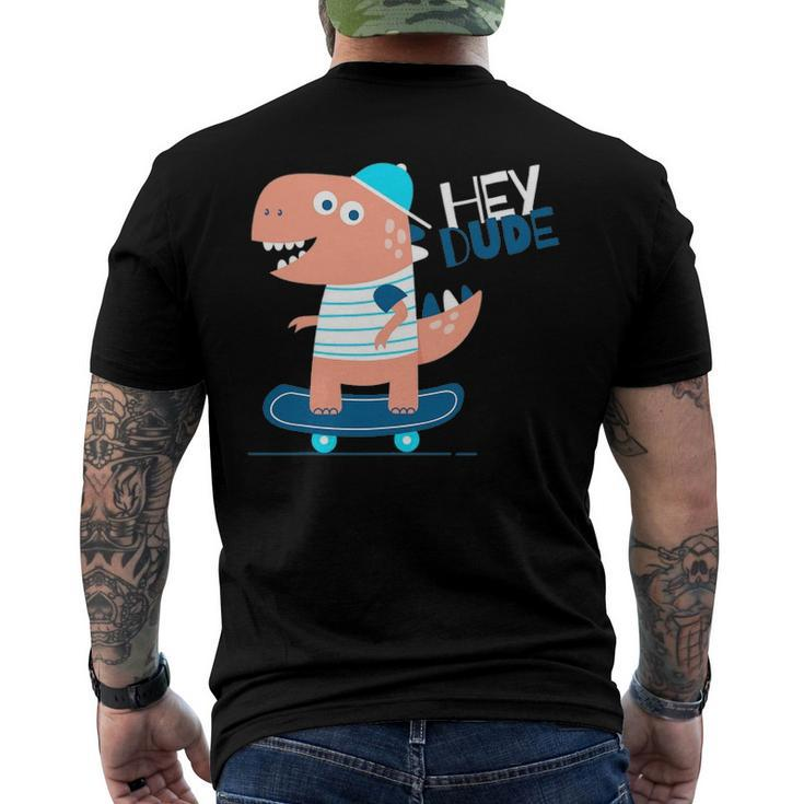 Hey Dude Skating Dinosaur Cool Graphic s Men's Back Print T-shirt
