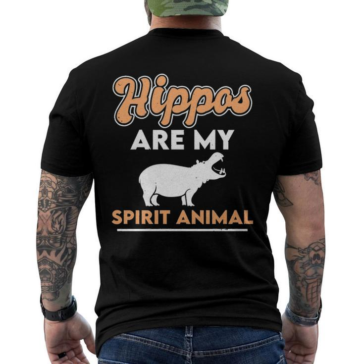 Hippos Are My Spirit Animal Hippopotamus Lover Retro Men's Back Print T-shirt