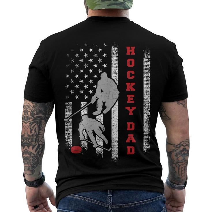 Hockey Dad US American Flag 4Th Of July Men's T-shirt Back Print