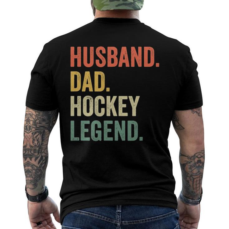 Mens Hockey Player Husband Dad Hockey Legend Vintage Men's Back Print T-shirt
