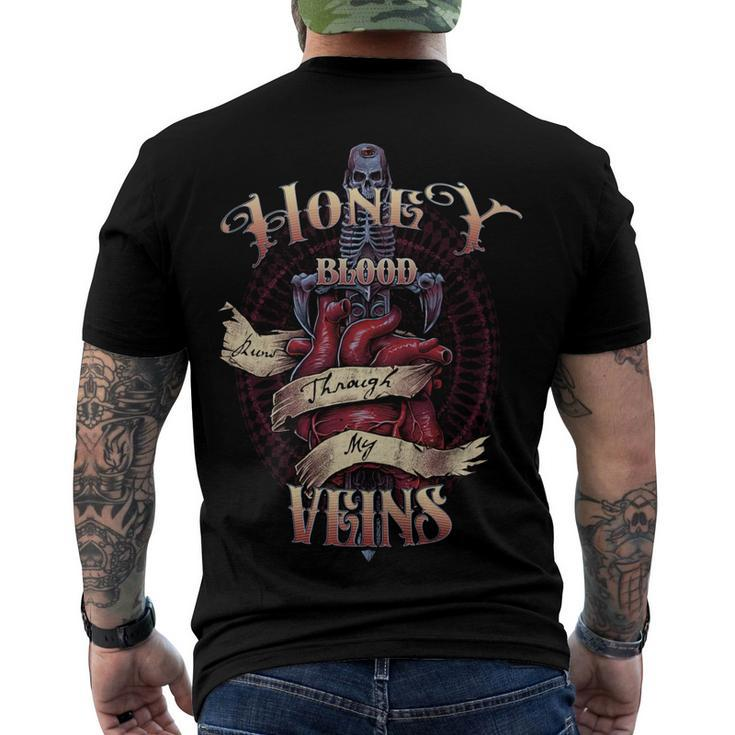 Honey Blood Runs Through My Veins Name Men's Crewneck Short Sleeve Back Print T-shirt