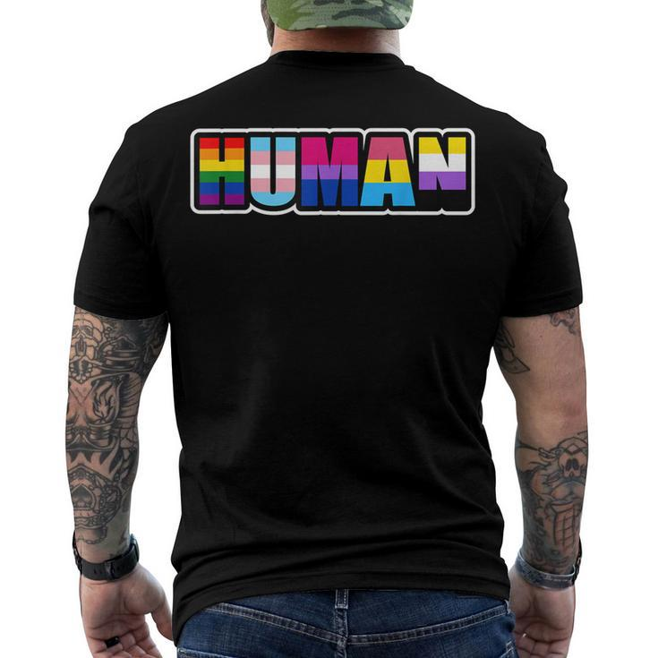 Human Lgbt Flag Gay Pride Month Transgender Men's Back Print T-shirt