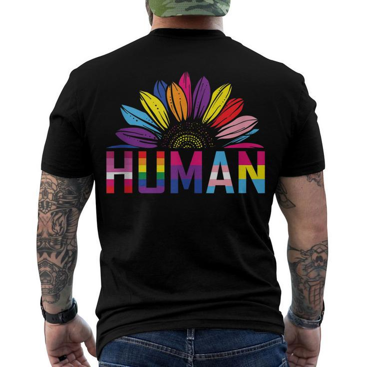 Human Lgbtq Month Pride Sunflower Men's Back Print T-shirt