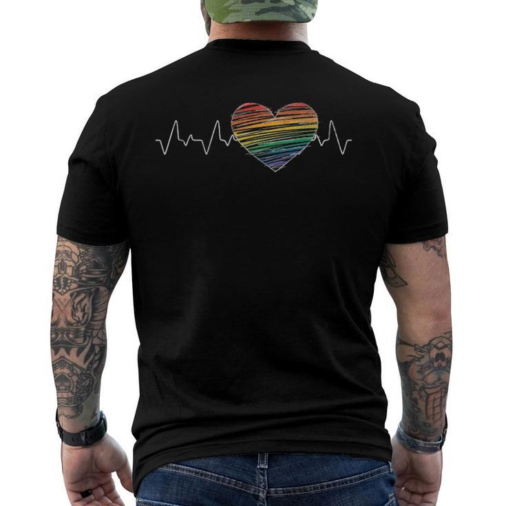 Human Rights Equality Gay Pride Month Heartbeat Lgbt Men's Back Print T-shirt