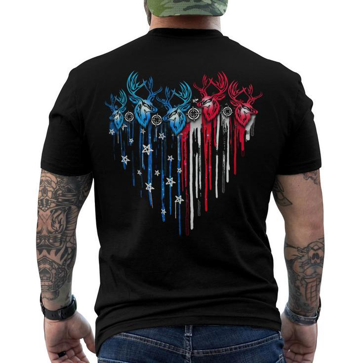 Hunting America Heart Flag Men's Crewneck Short Sleeve Back Print T-shirt