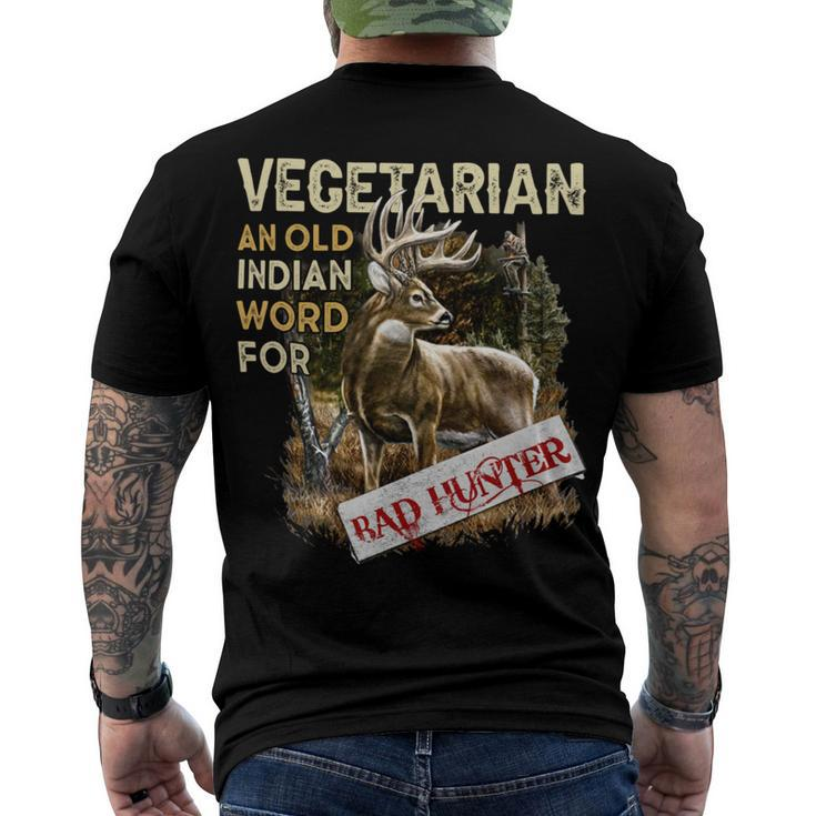 Hunting Vegetarian Old Indian Word Men's Crewneck Short Sleeve Back Print T-shirt