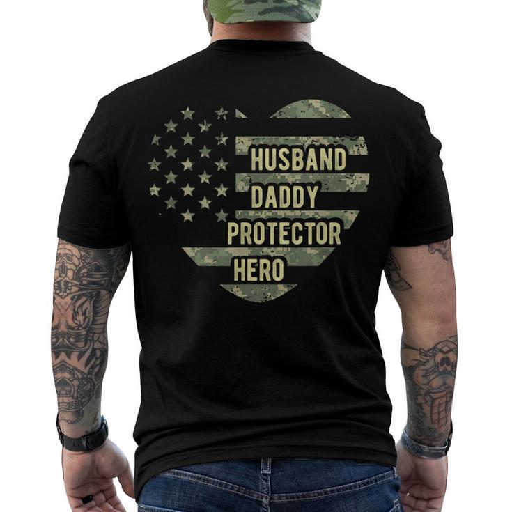 Mens Mens Husband Daddy Protector Heart Camoflage Fathers Day Men's Back Print T-shirt