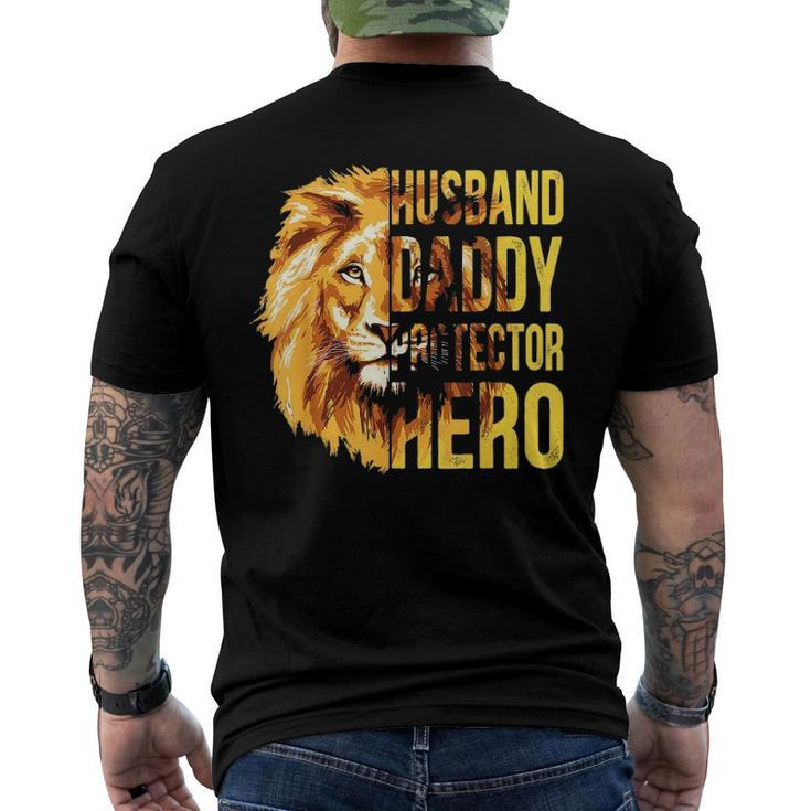 Mens Husband Daddy Protector Hero Fathers Day Flag Usa Men's Back Print T-shirt