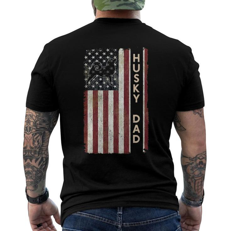 Husky Dad Dog American Flag Fathers Day Men Men's Back Print T-shirt
