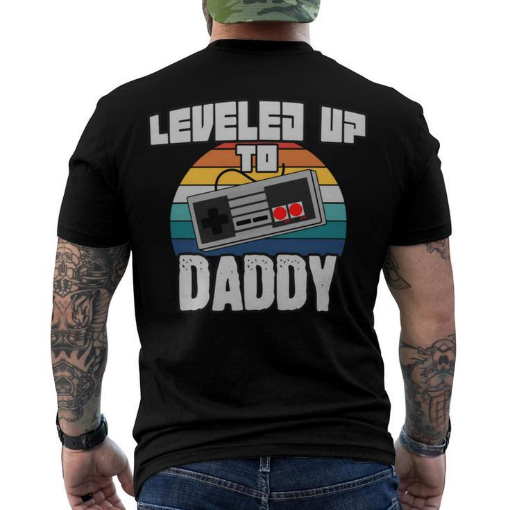 I Leveled Up To Daddy New Parent Gamer Promoted To Dad Men's Crewneck Short Sleeve Back Print T-shirt