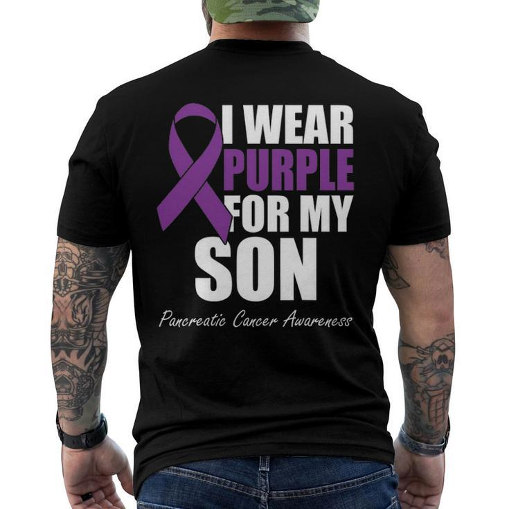 I Wear Purple For My Son Pancreatic Cancer Awareness Men's Crewneck Short Sleeve Back Print T-shirt