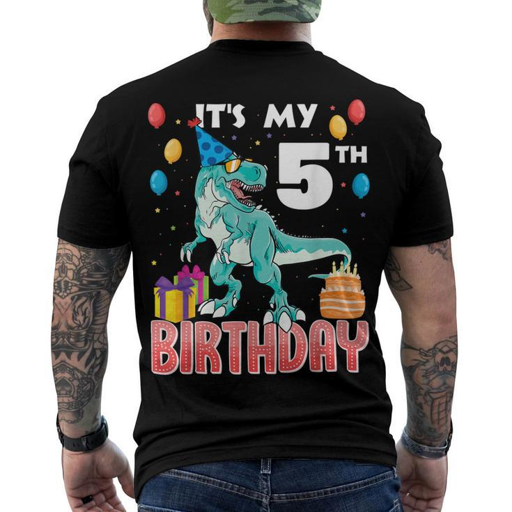Its My 5Th Birthday Dino T-Rex 5 Years Old Bday Men's T-shirt Back Print