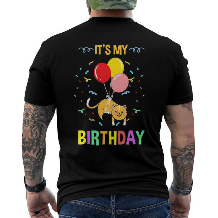 Its My Birthday Cat Pet Lover Men's Back Print T-shirt