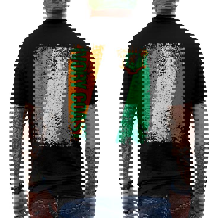 Ivory Coast Flag Vintage Distressed Ivory Coast Men's Back Print T-shirt