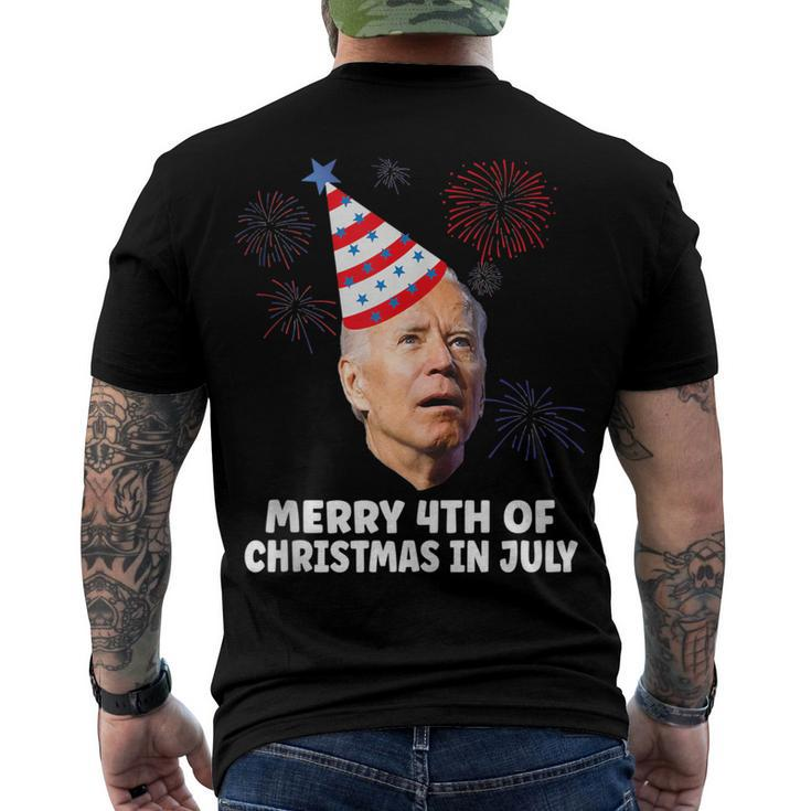 Joe Biden Merry 4Th Of Christmas In July Usa Flag Men's T-shirt Back Print