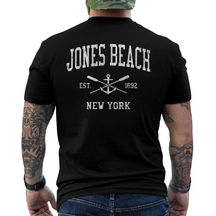 Jones Beach Ny Vintage Crossed Oars & Boat Anchor Sports Men's Back Print T-shirt