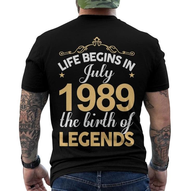 July 1989 Birthday Life Begins In July 1989 Men's T-Shirt Back Print