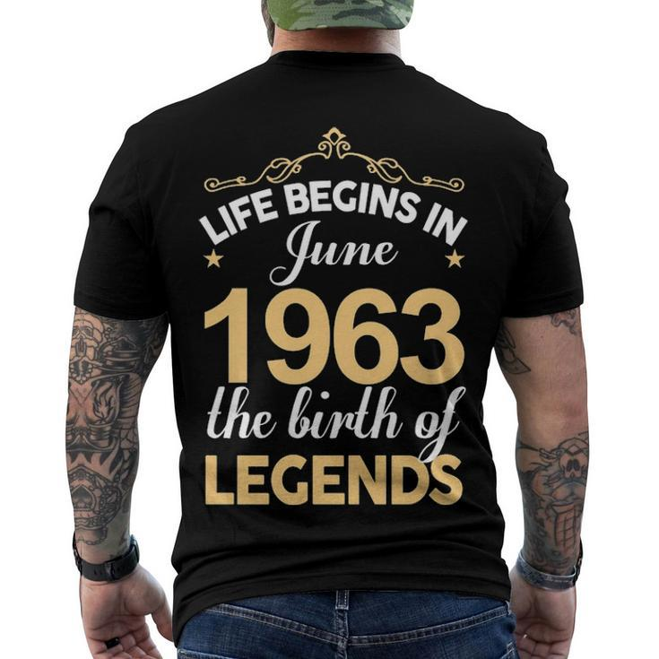 June 1963 Birthday Life Begins In June 1963 V2 Men's T-Shirt Back Print