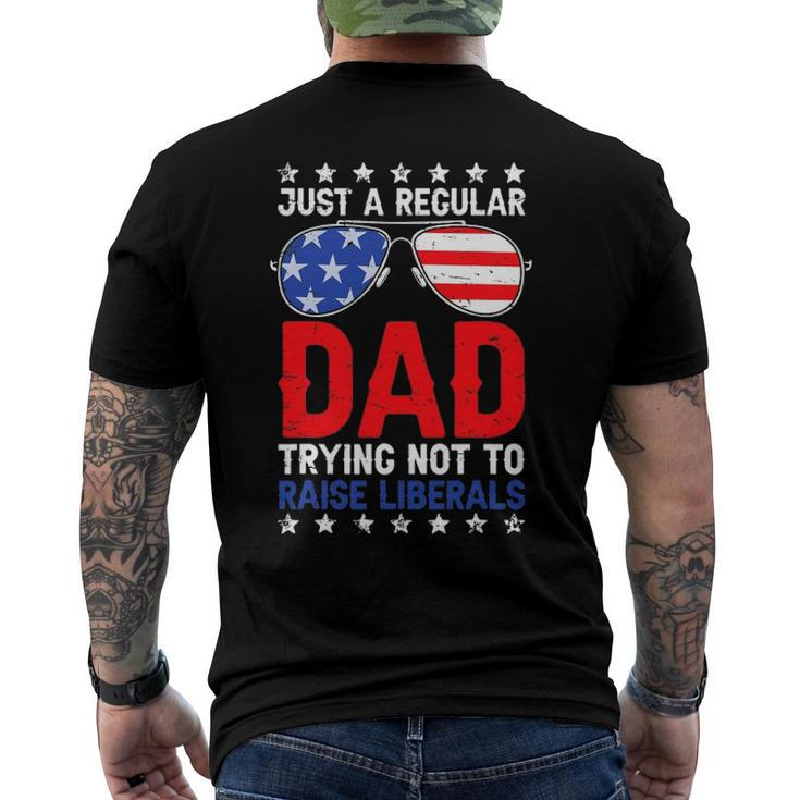 Just A Regular Dad Trying Not To Raise Liberals Voted Trump Men's Back Print T-shirt
