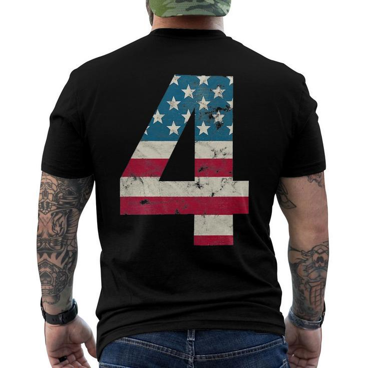 Kids Kids 4Th Birthday American Flag 4Th Of July Men's Back Print T-shirt