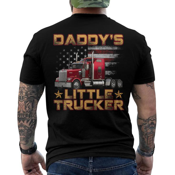 Kids Semi Truck Boys Daddys Little Trucker Fathers Day Men's T-shirt Back Print